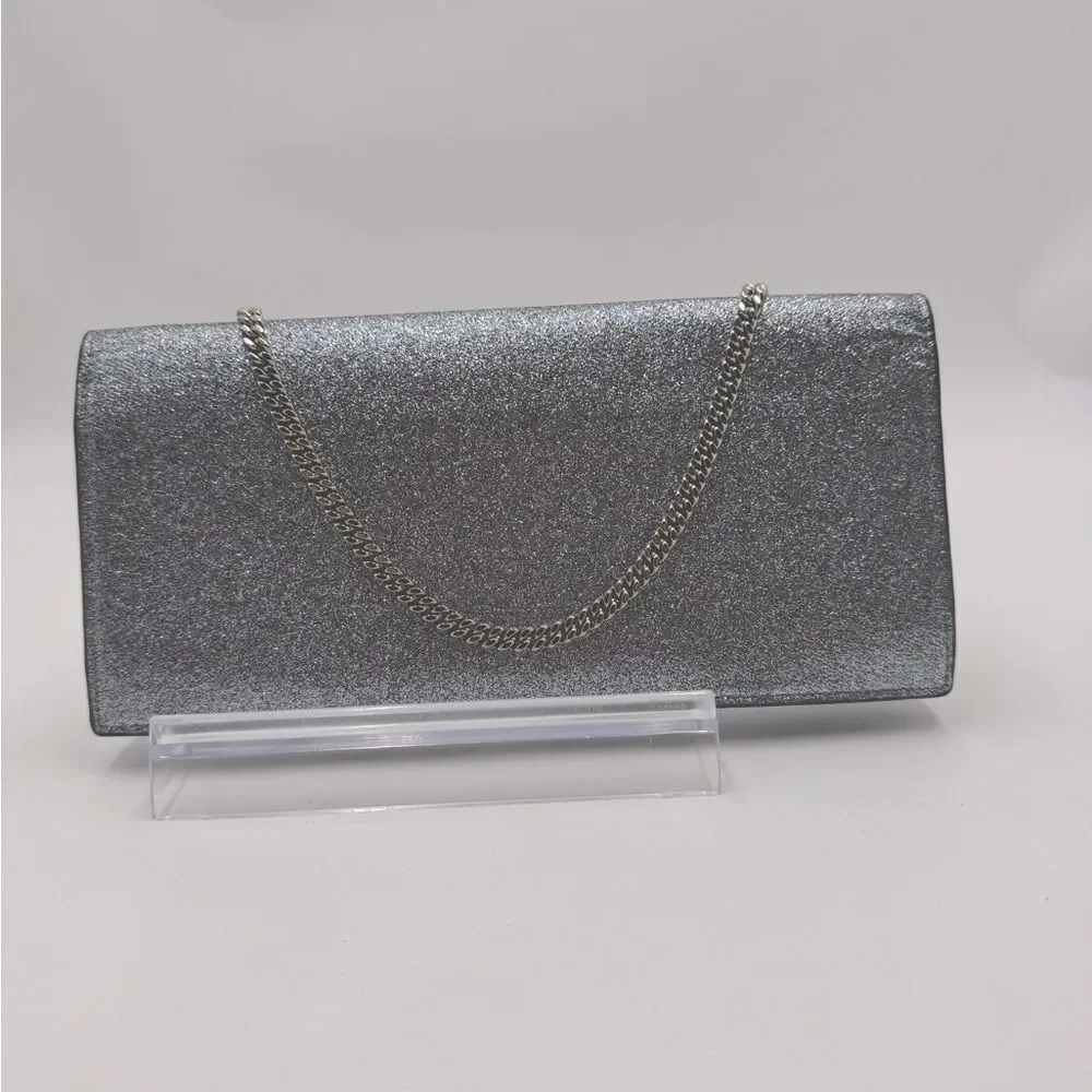 Auth Jimmy Choo Lilia Shadded Glitter Multicolor Fabric Clutch Preloved Purse